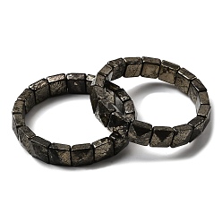 Пирит Браслеты из натуральных бусин пирита для женщин и мужчин, внутренний диаметр: 2-1/4~2-3/8 дюйм (5.55~5.95 см)
