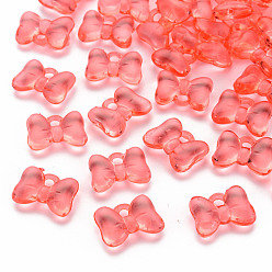 Лосось Прозрачные акриловые подвески, бантом, salmon, 13.5x18x5.5 мм, отверстие : 2.5 мм, Около 625 шт / 500 г