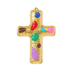 Разноцветный 304 эмаль нержавеющей стали большие кулоны, , ионное покрытие (ip), реальный 18 k позолоченный, красочный, 63x42 мм