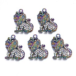 Rainbow Color Подвески из сплава цвета радуги, с кристально горный хрусталь, без кадмия, без никеля и без свинца, лев, 37x26.5x9 мм, отверстие : 3 мм