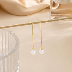 Золотой Латунный пластиковый искусственный жемчуг круглая бисерная нить для ушей, золотые, 68 мм