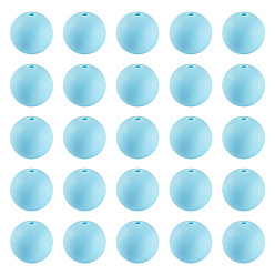 Светло-Голубой 50 шт. Экологически чистые силиконовые бусины пищевого качества, круглые, Небесно-голубой, 15 мм, отверстие : 2 мм