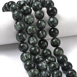 Серафинит Природные SERAPHINITE нитей бисера, круглые, 12.5~13.5 мм, отверстие : 0.6~0.8 мм, около 30~31 шт / нитка, 15.35''~15.55'' (39~39.5 см)