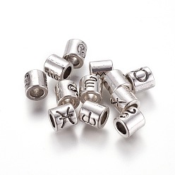 Constellation Сплавочные европейские бусины, бусины с большим отверстием, двенадцать созвездий, колонка, 12 созвездия, 7.5x7 мм, отверстия: 4.5 mm, 60 шт / пакет