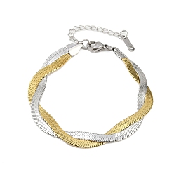 Золотой & Цвет Нержавеющей Стали 201 многорядные браслеты из нержавеющей стали для женщин, золотые и нержавеющая сталь цвет, 6-3/4 дюйм (17.2 см)