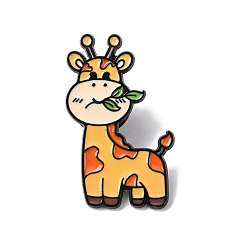 Жирафа Эмалевые булавки на тему животных, булавки для лацканов из сплава для одежды рюкзака, чёрные, жирафа, 33x20.5 мм