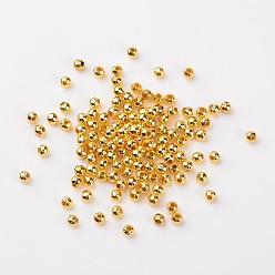 Золотой Spacer бисер железа, круглые, золотые, 4 мм, отверстие : 1.5 мм, Около 529 шт / 50 г