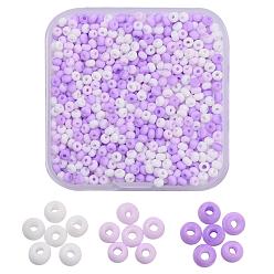 Lilac 3 Colors 8/0 Opaque Glass Seed Beads, Round Hole, Frosted Colours, Round, Lilac, 3~4x2~3mm, Hole: 0.8mm, about 550~600pcs/color, 1650~1800pcs/box