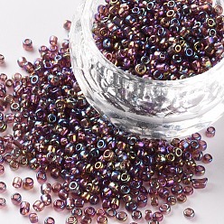 Misty Rose Round Glass Seed Beads, Transparent Colours Rainbow, Round, Misty Rose, 2mm