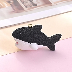 Черный Подвески из смолы, кит, с золотой гальванической железной фурнитурой, чёрные, 35x62 мм