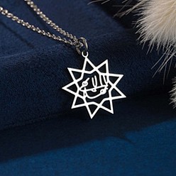 Звезда 304 подвески из нержавеющей стали с лазерной резкой, цвет нержавеющей стали, не тускнеет, звезда, 15.75 дюйм (40 см), Кулон : 18x19 мм