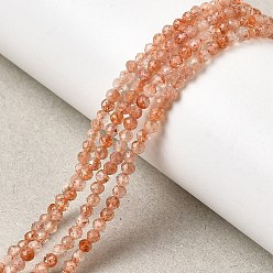 Солнечный Камень Бусы из натурального золота, граненые, круглые, 3 мм, отверстие : 0.7 мм, около 70 шт / нитка, 7.87'' (20 см)