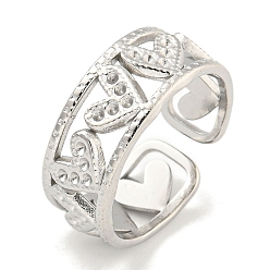 Нержавеющая Сталь Цвет Устойчивые к потускнению 304 манжеты из нержавеющей стали с закрепкой для пальцев, горный хрусталь настройки, сердце, цвет нержавеющей стали, 8 мм, пригодный для стразов 1 мм