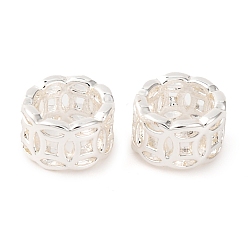 Посеребрённый Бусины из латуни, без кадмия, без никеля и без свинца, большое отверстие шарик, 925 серебро покрытием, 6x4 мм, отверстие : 4 мм