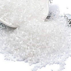 Белый Имитация кошачьего глаза стеклянные бусины, окрашенные, цилиндр, белые, 1.6x1.3 мм, отверстие : 0.8 мм, Около 60000 шт / фунт