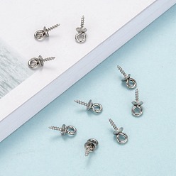 Stainless Steel Color 304 Stainless Steel Screw Eye Pin Peg Bails, For Half Drilled Beads, Stainless Steel Color, 10.5x4mm, Hole: 2mm, Pin: 1.5mm