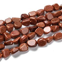 Камень с Пылевым Золотом Синтетические голдстоуновские бисер пряди, самородки, упавший камень, 5~8.5x5.5~7x3.5~4 мм, отверстие : 0.7 мм, около 64 шт / нитка, 16.34'' (41.5 см)