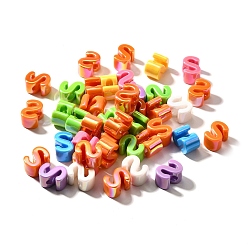 Letter S УФ-покрытие непрозрачные акриловые европейские бусины, бусины с большим отверстием, радужный, буквы, Письмо с, 18.5~22.5x12~20x13~14 мм, отверстие : 6 мм