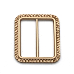 Rectangle Zinc Alloy Tri-Glide Adjuster Buckles, Golden, Rectangle & Round, Rectangle, 35x30mm