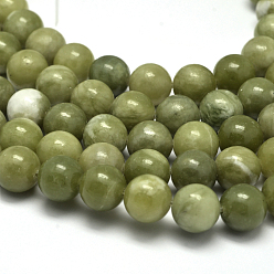 Green Jade Natural Chinese Jade Beads Strands, TaiWan Jade, Round, 10mm, Hole: 1.3mm, about 39pcs/strand, 15.2 inch