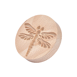 Dragonfly Wood Cookie Molds, Biscuit Stamps, Round, Dragonfly Pattern, 65x38mm, Inner Diameter: 45.5x56.5mm