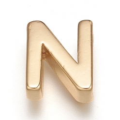 Letter N Brass Charms, Long-Lasting Plated, Real 18K Gold Plated, Letter.N, N: 8.5x7x3mm, Hole: 1.2mm