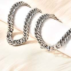 Нержавеющая Сталь Цвет 8мм 304 ожерелья из кубинской цепи из нержавеющей стали для мужчин, не тускнеет, цвет нержавеющей стали, 19.69 дюйм (50 см)