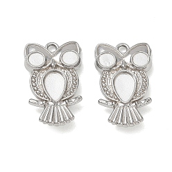 Stainless Steel Color 304 Stainless Steel Pendant Cabochon Settings, Owl Charms, Stainless Steel Color, 23.5x14.5x4mm, Hole: 2mm
