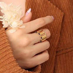 Золотой 304 кольца для пальцев из нержавеющей стали с овальными звеньями, золотые, размер США 6 (16.5 мм)