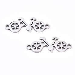 Stainless Steel Color Non-Tarnish 201 Stainless Steel Link Connectors, Laser Cut, Bicycle, Stainless Steel Color, 7.5x21x1mm, Hole: 1.4mm