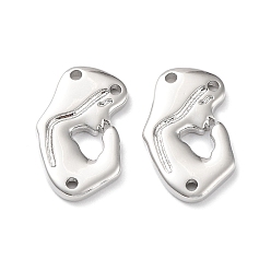 Platinum Rack Plating Eco-Friendly Brass Connector Charms, Long-Lasting Plated, Lead Free & Cadmium Free, Women, Platinum, 16x10x1.5mm, Hole: 1mm
