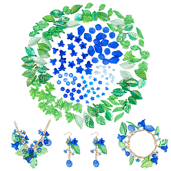 (52) Непрозрачная лаванда Наборы для самостоятельного изготовления цветочных композиций из листьев, включая акриловые колпачки для бусин, бусины и подвески., разноцветные, 28x10.5x1.5 мм, отверстие : 1.2 мм