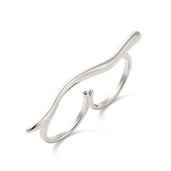 Платина Латунные двойные кольца, открытые манжеты, без кадмия и без свинца, платина, внутренний диаметр: 17~18 мм