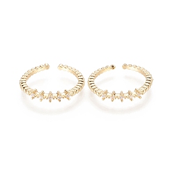 Золотой Латунные кольца из манжеты с прозрачным цирконием, открытые кольца, долговечный, золотые, Размер 6, внутренний диаметр: 16 мм