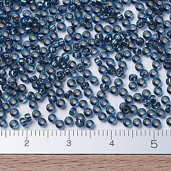 (RR1445) Dyed Silver Lined Blue Zircon MIYUKI Round Rocailles Beads, Japanese Seed Beads, 11/0, (RR1445) Dyed Silver Lined Blue Zircon, 11/0, 2x1.3mm, Hole: 0.8mm, about 5500pcs/50g
