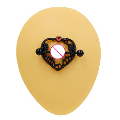 Сердце 316l хирургические кольца-гвозди для сосков из нержавеющей стали, чёрные, сердце, 14 мм