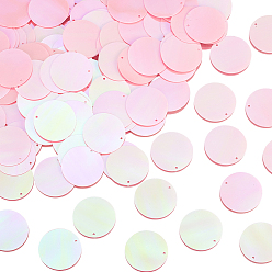 Pink 200Подвески из ПВХ с пайетками/пайетками, плоский круглый шарм, розовые, 29x0.3 мм, отверстие : 1.4 мм