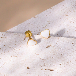 Белый 201 серьги-гвоздики в форме сердца из нержавеющей стали, золотые, белые, 7 мм
