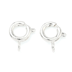 Посеребрённый Латунная застежка пружинного кольца, долговечный, без свинца и без кадмия, стойки покрытие, 925 серебро покрытием, 10x8.5x3 мм, отверстие : 1.5 мм