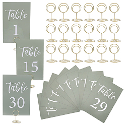 Golden 31Pcs Steel Place Card Holder, Round, witb 31Pcs Paper Place Cards, Golden, 31.5x50.5mm