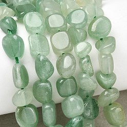 Зеленый Авантюрин Естественный зеленый авантюрин бисер нитей, самородки, упавший камень, 5~9x5~8.5x3~6 мм, отверстие : 0.8~0.9 мм, около 31 шт / нитка, 7.87'' (20 см)
