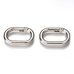 Platinum Zinc Alloy Spring Gate Rings, Oval, Platinum, 31x20x4mm, Inner Diameter: 23X12mm