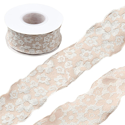 Персиковый Слойка Полиэфирная лента, цветочным узором, для аксессуаров для одежды, украшение подарка, розовые, 1-1/2 дюйм (39 мм), около 24.06 ярдов (22 м) / рулон