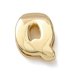 Letter Q Латунные бусины, долговечный, стойки покрытие, без свинца и без кадмия, реальный 18 k позолоченный, Буква Q, 20x15.5x7 мм, отверстие : 18x4 мм