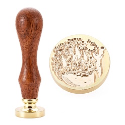 Whale Brass Wax Sealing Stamp, with Wood Handle for Post Decoration DIY Card Making, Whale Pattern, 89.5x25.5mm