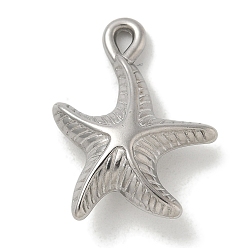 Нержавеющая Сталь Цвет Антикоррозийные 304 подвески из нержавеющей стали, очарование морской звезды, цвет нержавеющей стали, 25.5x18x7 мм, отверстие : 1.6 мм