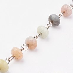 Амазонит Ручной работы из бисера цепи, несварные, с амазонитом и железной иглой, 39.37 дюйм, 1 м / прядь