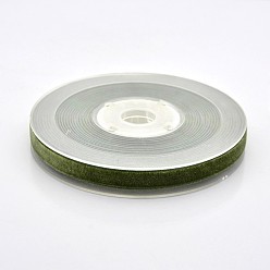 Olive Polyester Velvet Ribbon for Gift Packing and Festival Decoration, Olive, 3/8 inch(10mm), about 50yards/roll(45.72m/roll)