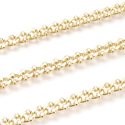 Real 18K Gold Plated Brass Curb Chains, with Spool, Long-Lasting Plated, Soldered, Real 18K Gold Plated, Link: 8.5x7x2.5mm, about 32.8 Feet(10m)/roll