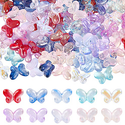 (52) Непрозрачная лаванда 150шт 10 цвета прозрачные краска для выпечки стеклянные бусины, бабочка, разноцветные, 10x14x5.5 мм, отверстие : 1 мм, 15 шт / цвет